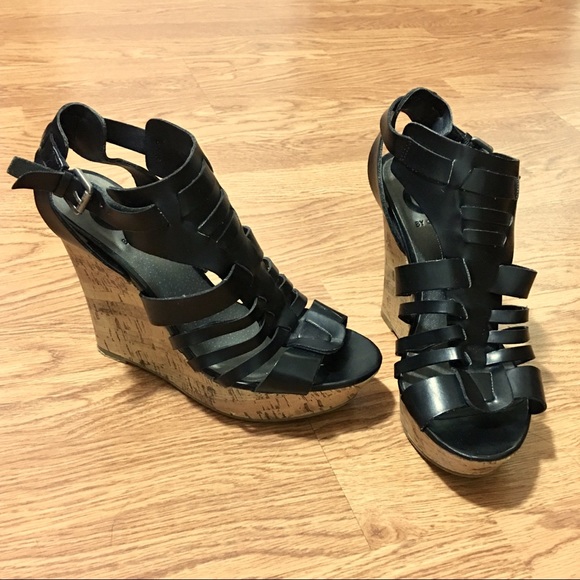 G by Guess Shoes - GBG Faux Leather Gladiator Sandal Wedges Heels